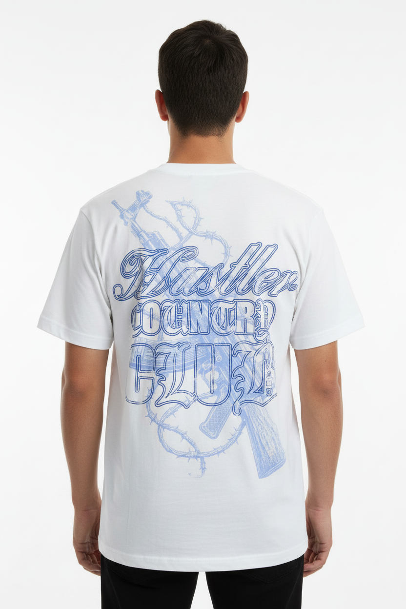 HUSTLER COUNTRY CLUB- Pay Me White SS- Shirt