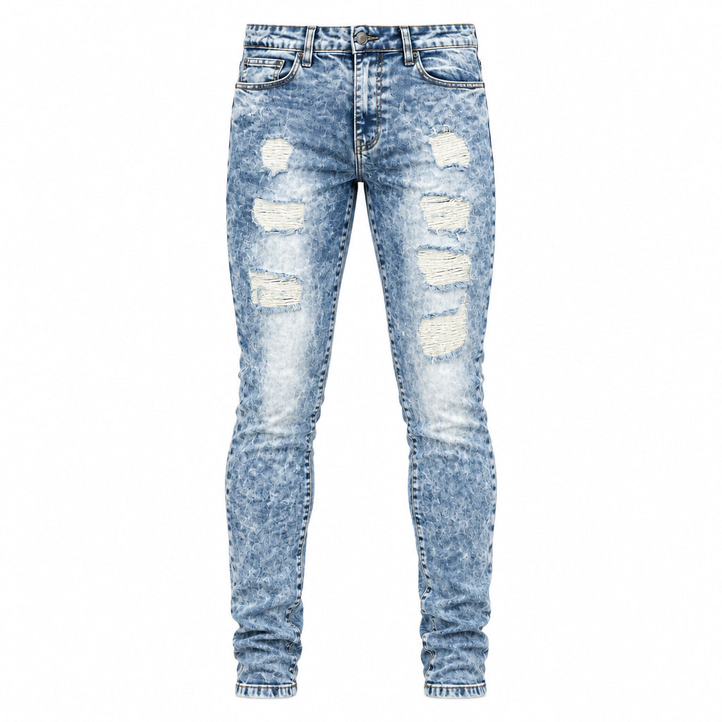 Reason- Distressed Blue Washed Skinny Jeans