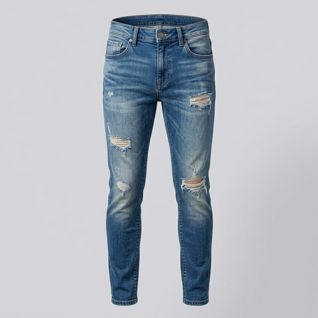 REASON-Medium Indigo Backed Distressed Slim