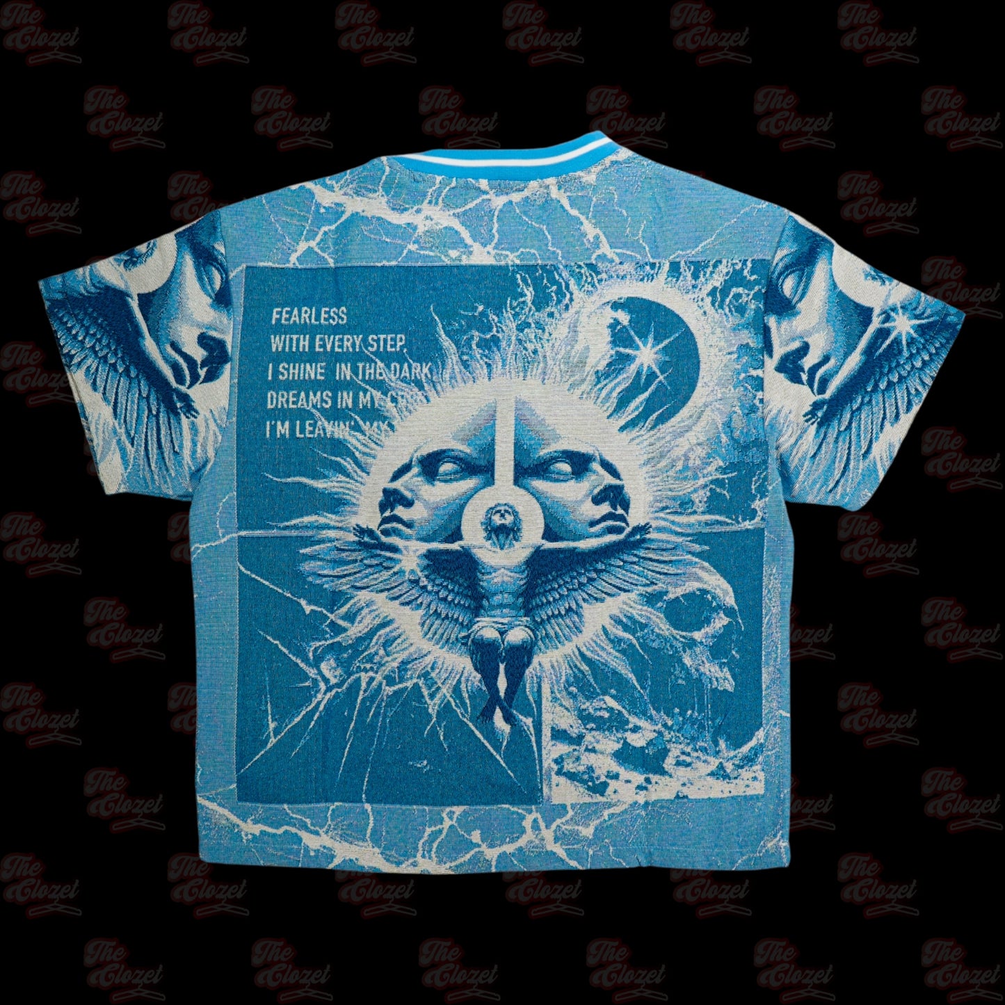 MAJESTIK - sky blue diamond cropped ss tee