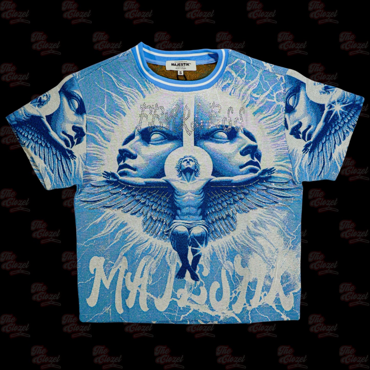 MAJESTIK - sky blue diamond cropped ss tee