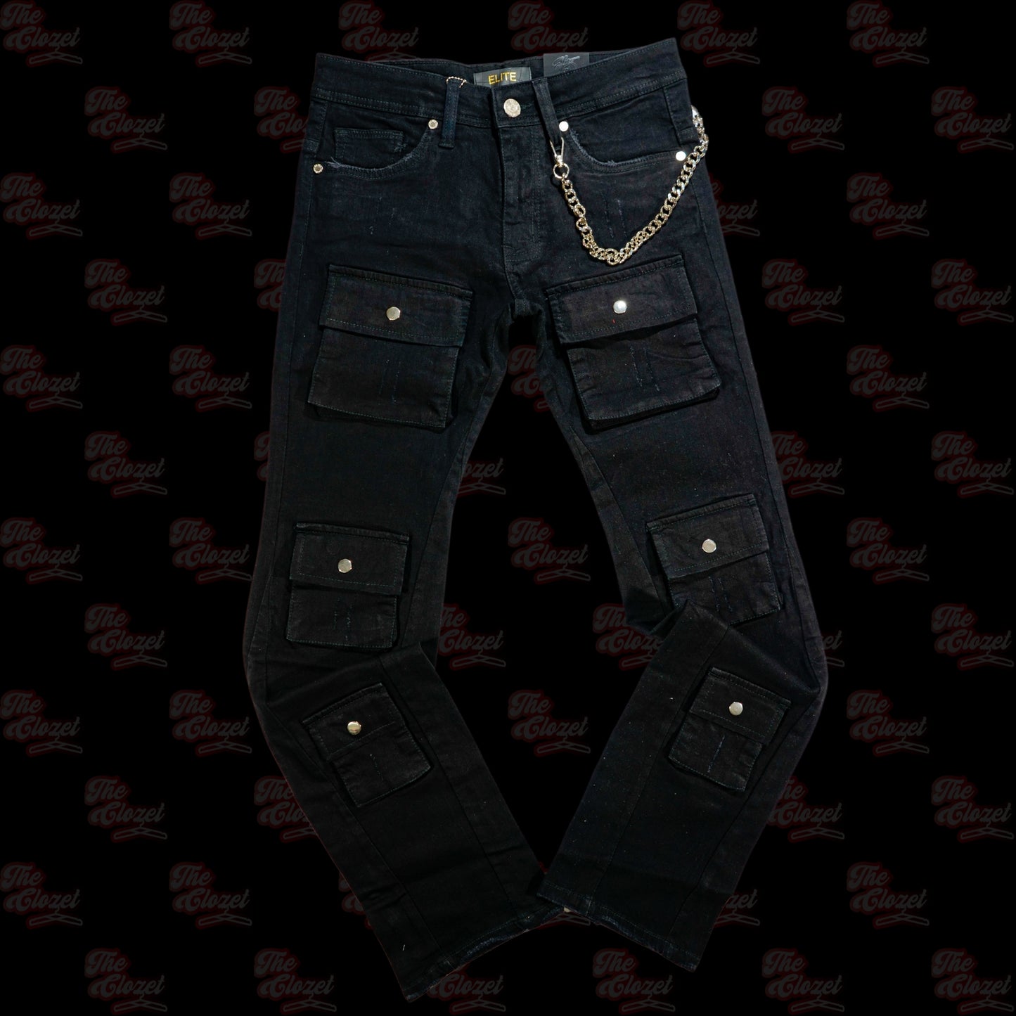 ELITE - black stacked jeans