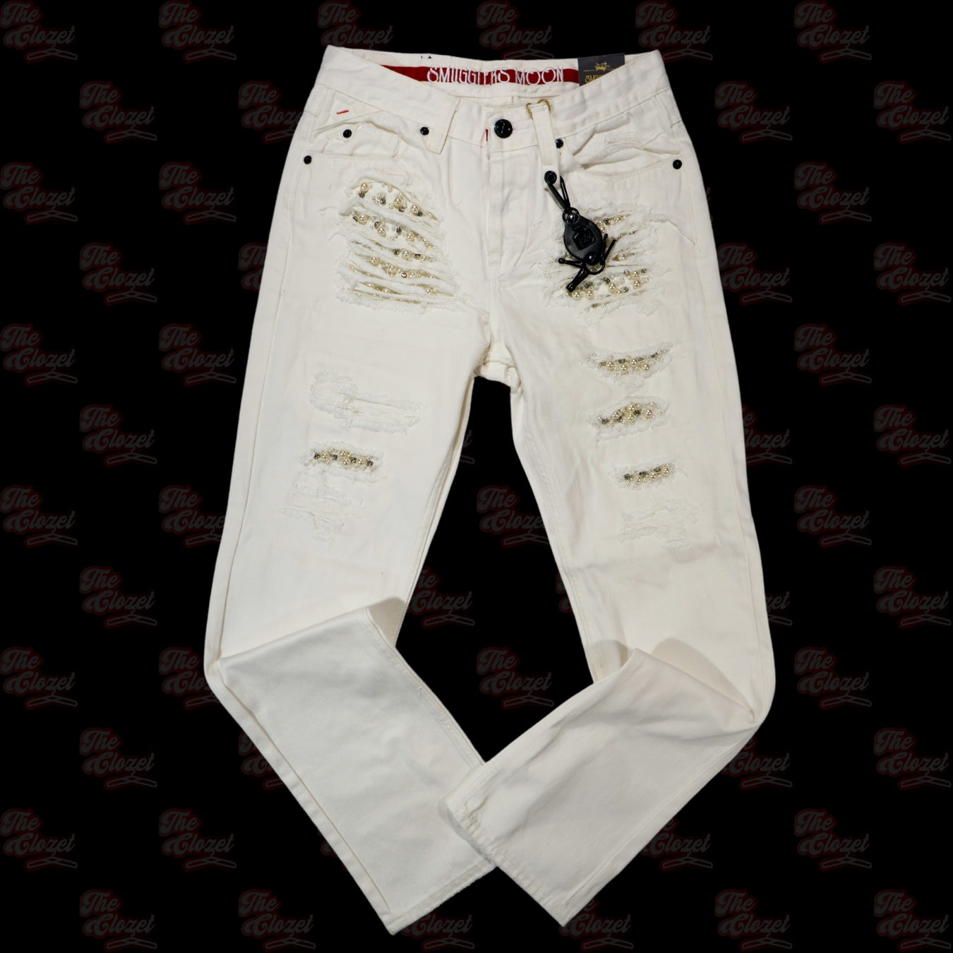 SMUGGLERS MOON - (off white) diamonds & pearls skinny jeans
