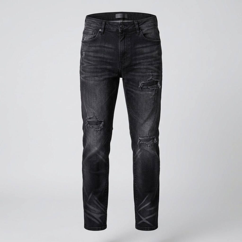 Reason-Washed Black Distressed Jeans
