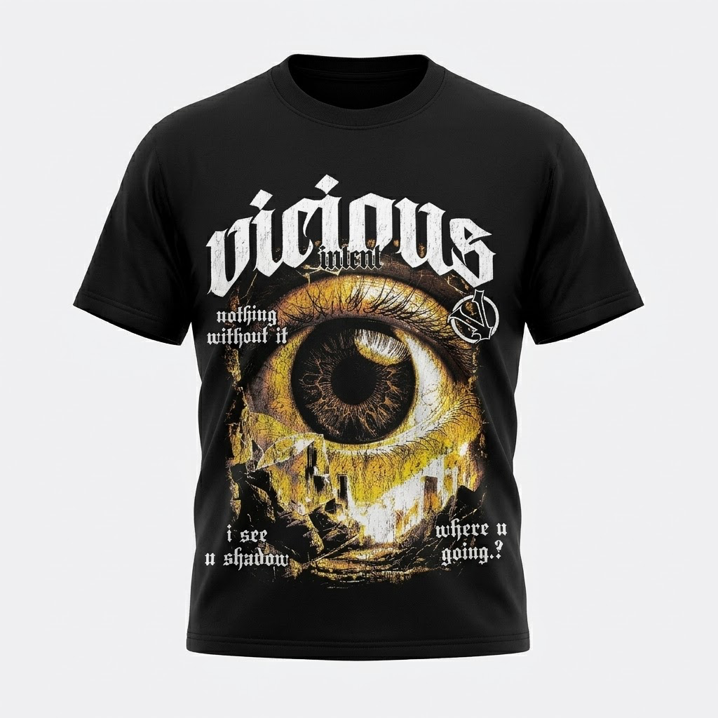 Vicious-Eye Graphic Streetwear T-Shirt