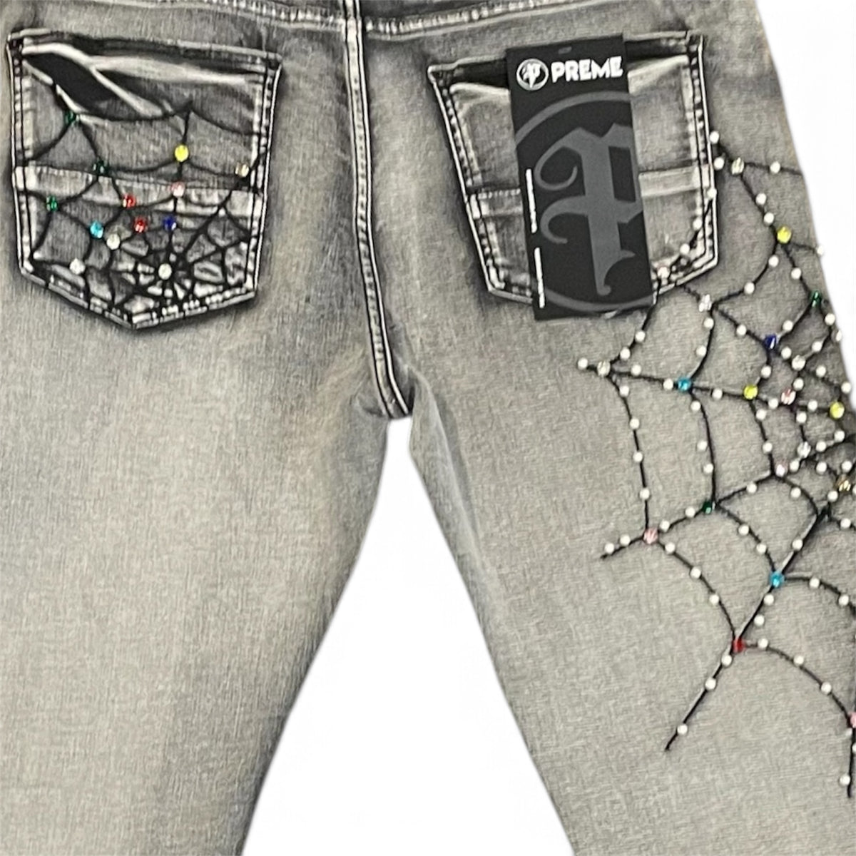 PREME-GREY SPIDER JEANS 