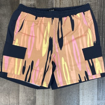 Outrank- savage vibes color blocked nylon shorts