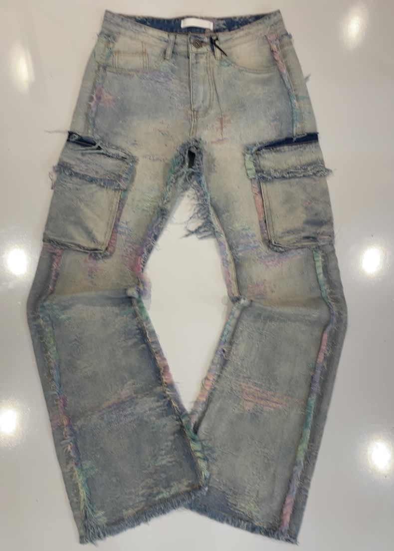 KDNK Blue Wash Multi Colored Jeans