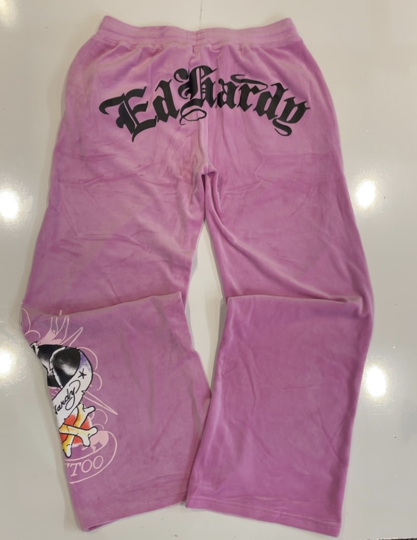 ED Hardy Orchid Panther Crown Velour Sweatsuit