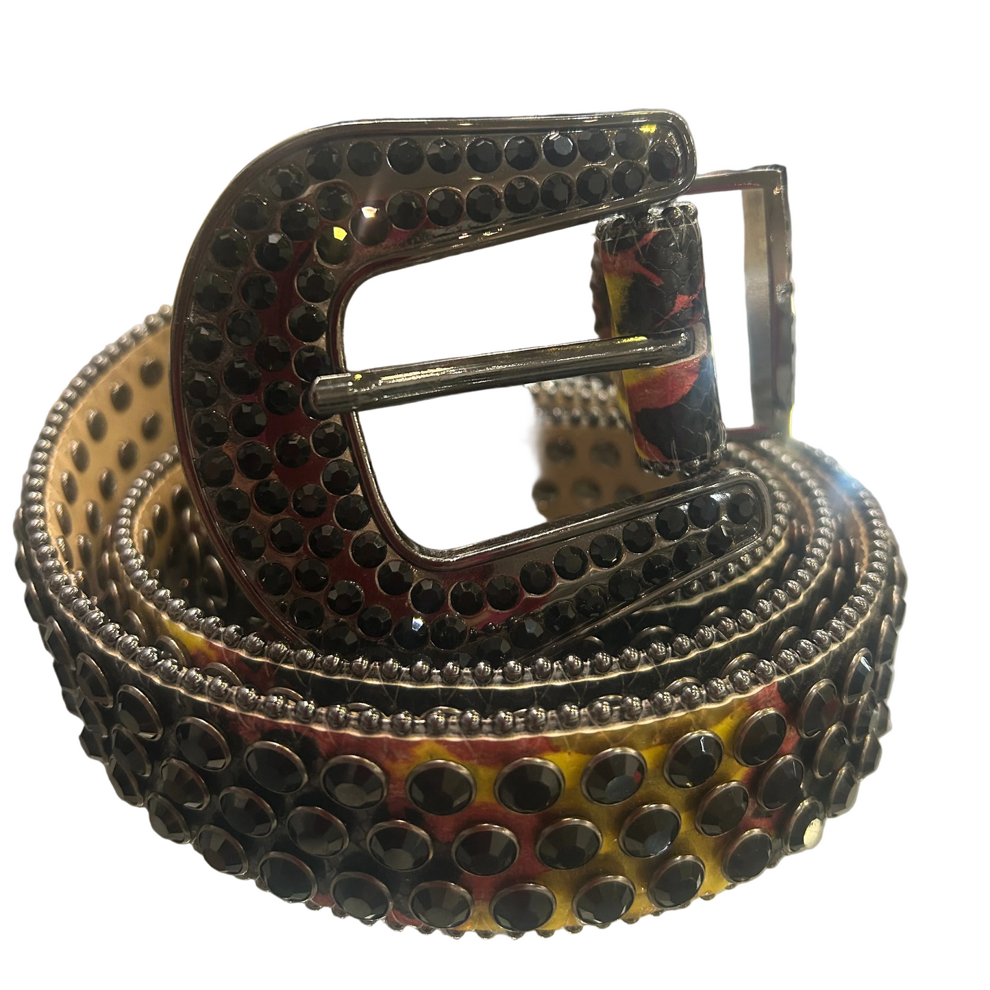 PREMIUM WEAR-Black Crystal Belt – Sunset Yellow