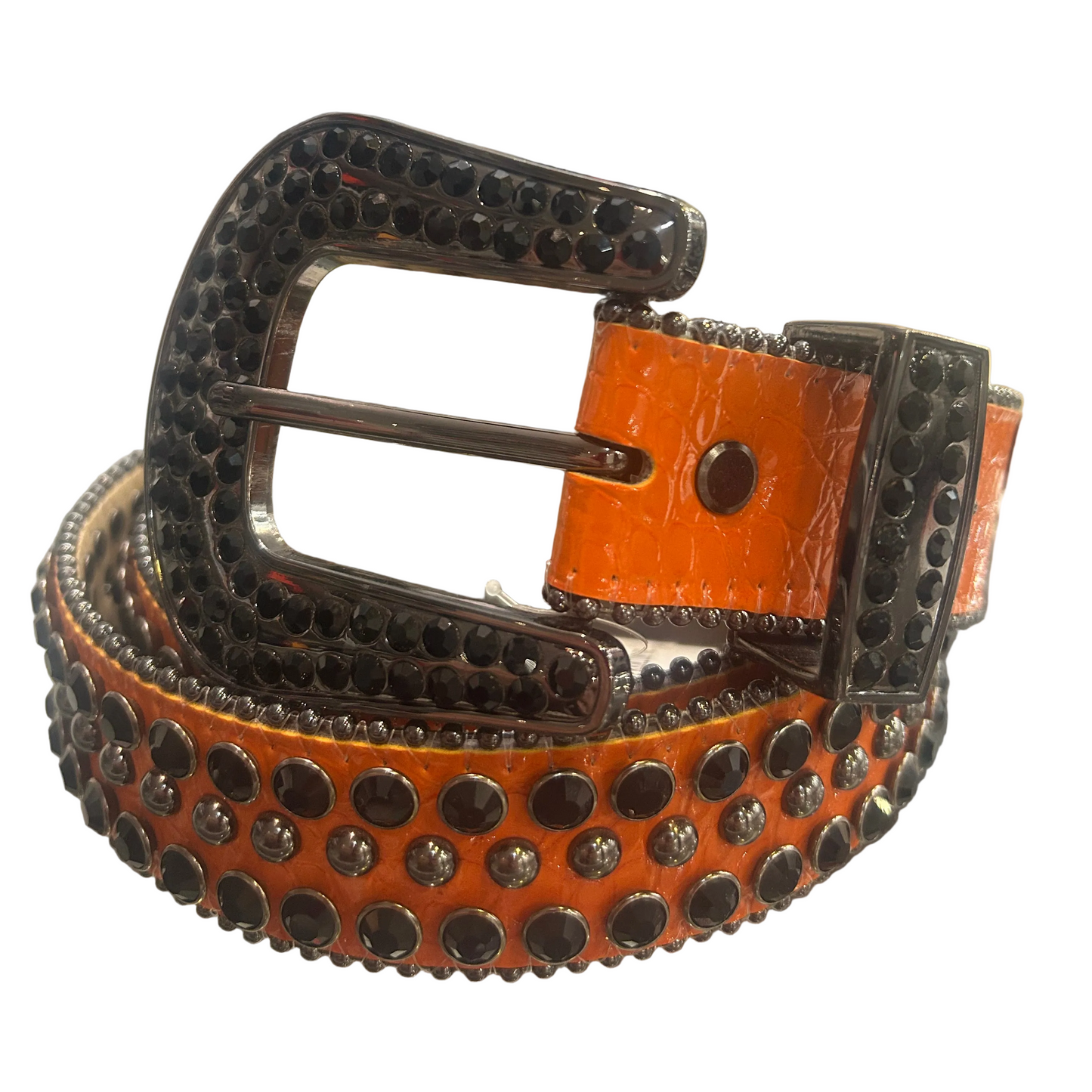 PREMIUM WEAR-Orange & Black Rhinestone Studded Belt