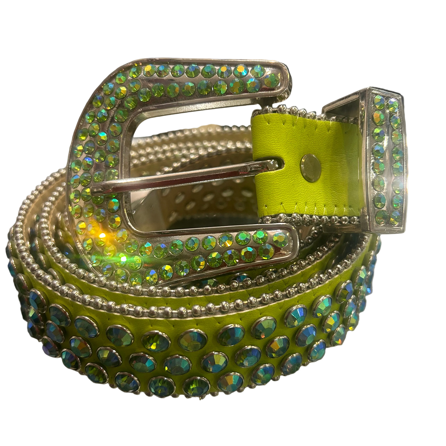 PREMIUM WEAR-Lime Green Rhinestone Studded Belt