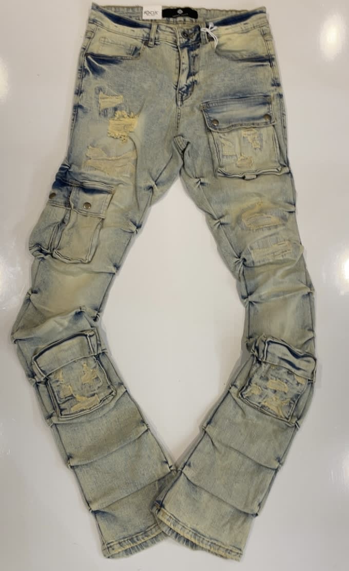 Focus Blue Washed Stacked Jeans