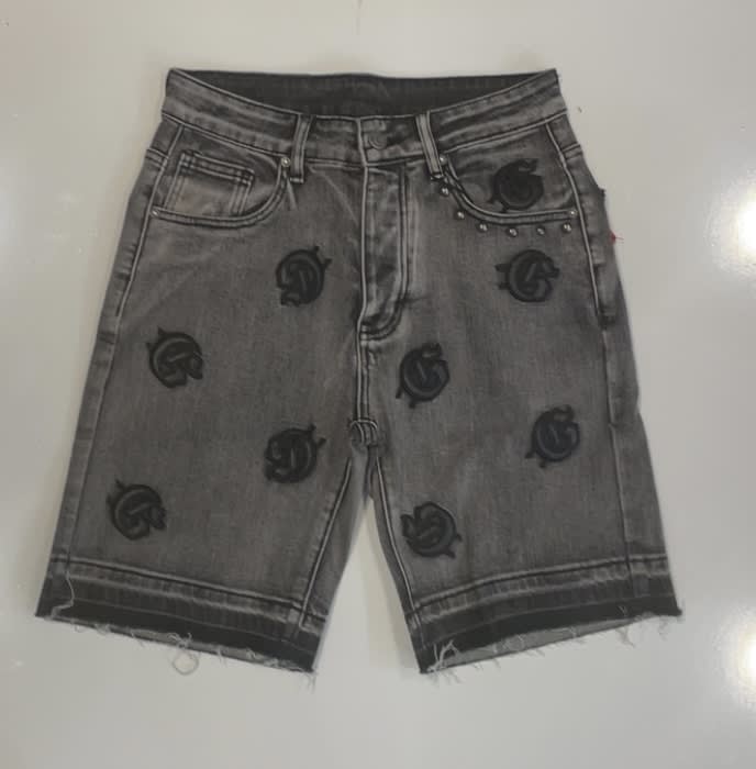 Godspeed Gray Washed Skinny Logo Shorts