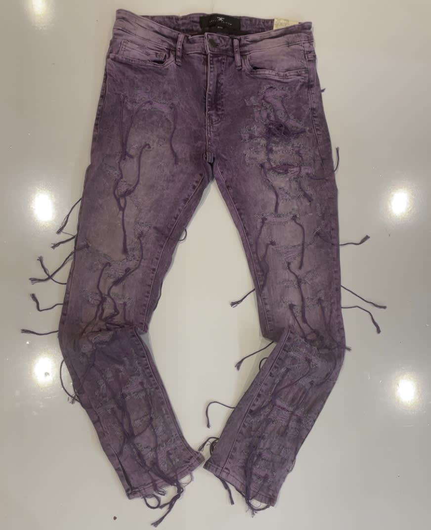 Jordan Craig Purple Distressed Ripped Skinny Jeans