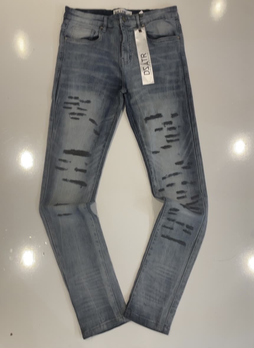 DTZR Indigo Wash Rippied Blue Skinny Jeans