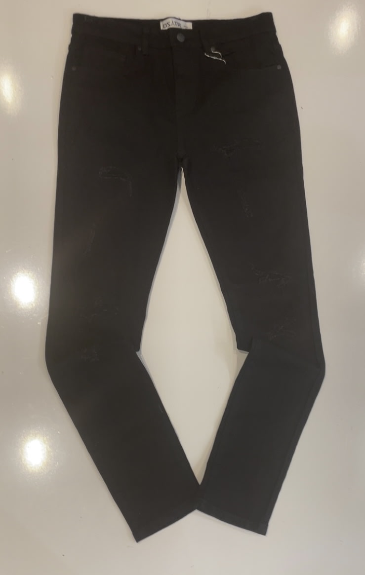 DZTR Black 3D Topper Ripped Slim Jeans