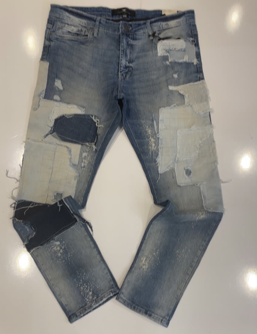 Jordan Craig Blue Wash Patched Skinny Jeans