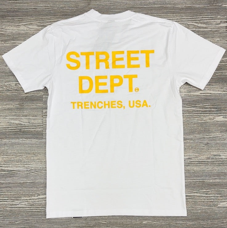 Planet Of The Grapes- street dept ss tee (white/yellow)