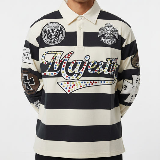 MAJESTIK-CUT & SEW STRIPE POLO L/S