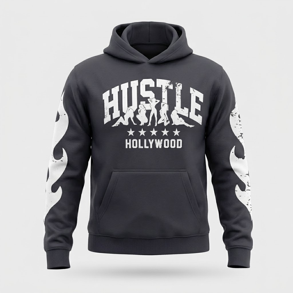 REASON-Dk gray Hollywood hustle hoodies
