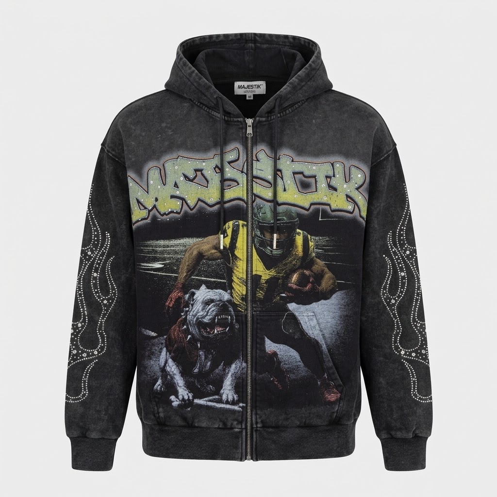 Majestik-Bulldog Runner Zip Hoodie