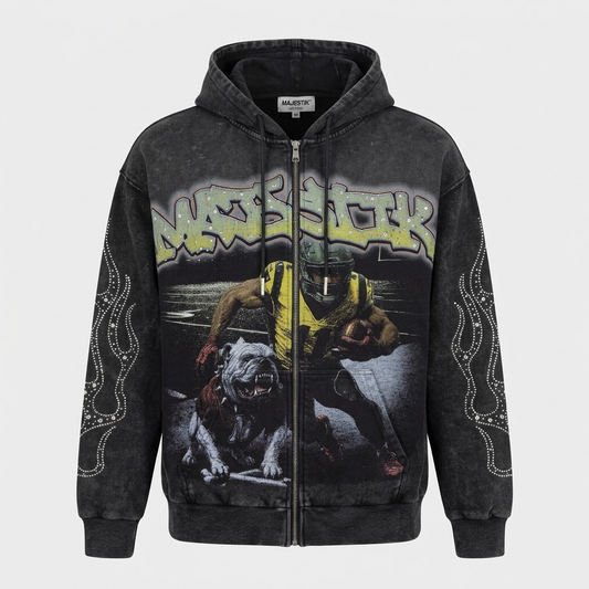 Majestik-Bulldog Runner Zip Hoodie