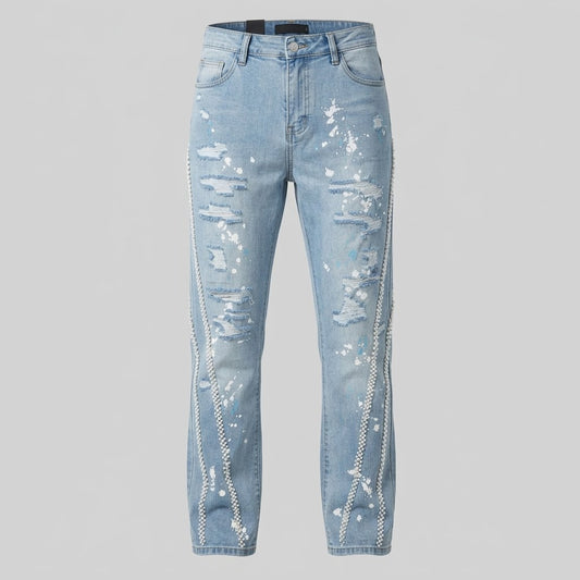 PREME-Light Blue Distressed Jeans