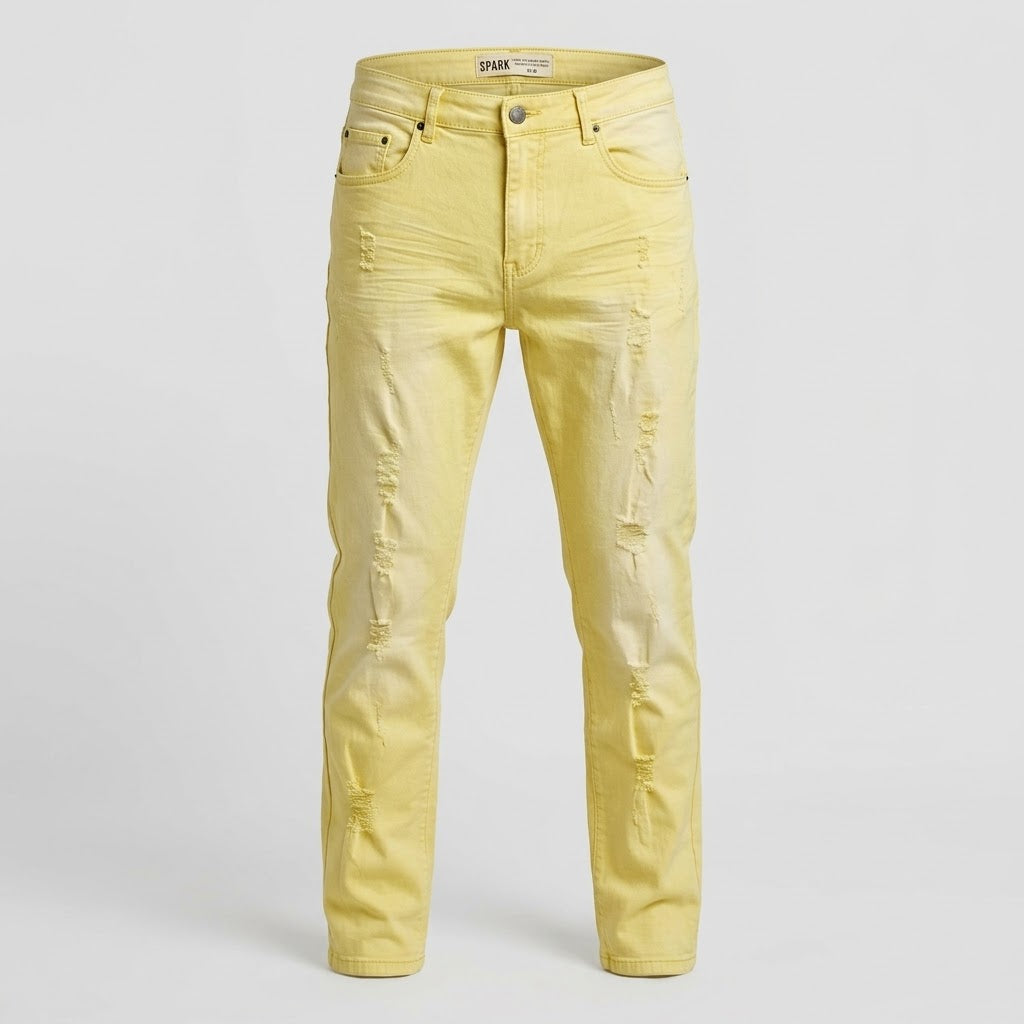 SPARK-ripped color jeans