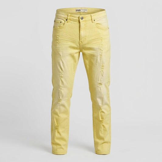 SPARK-ripped color jeans