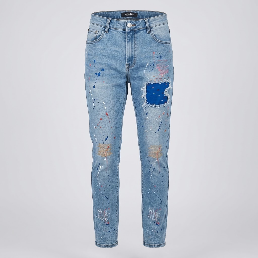 KLEEP-Venice Paint Splat Jeans