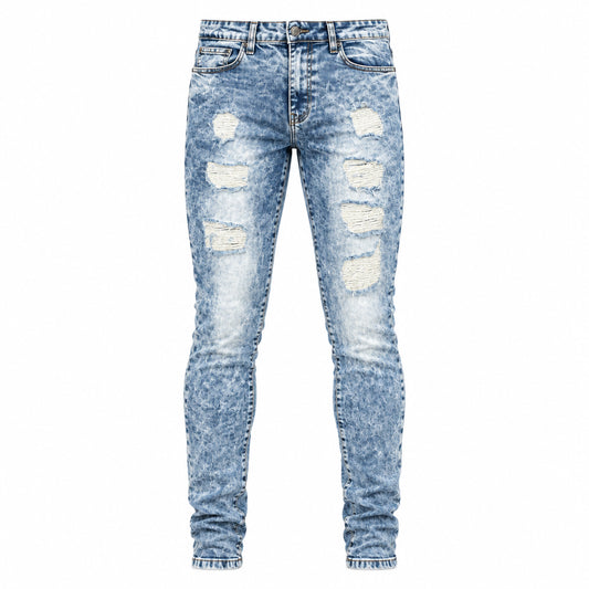 Reason- Distressed Blue Washed Skinny Jeans