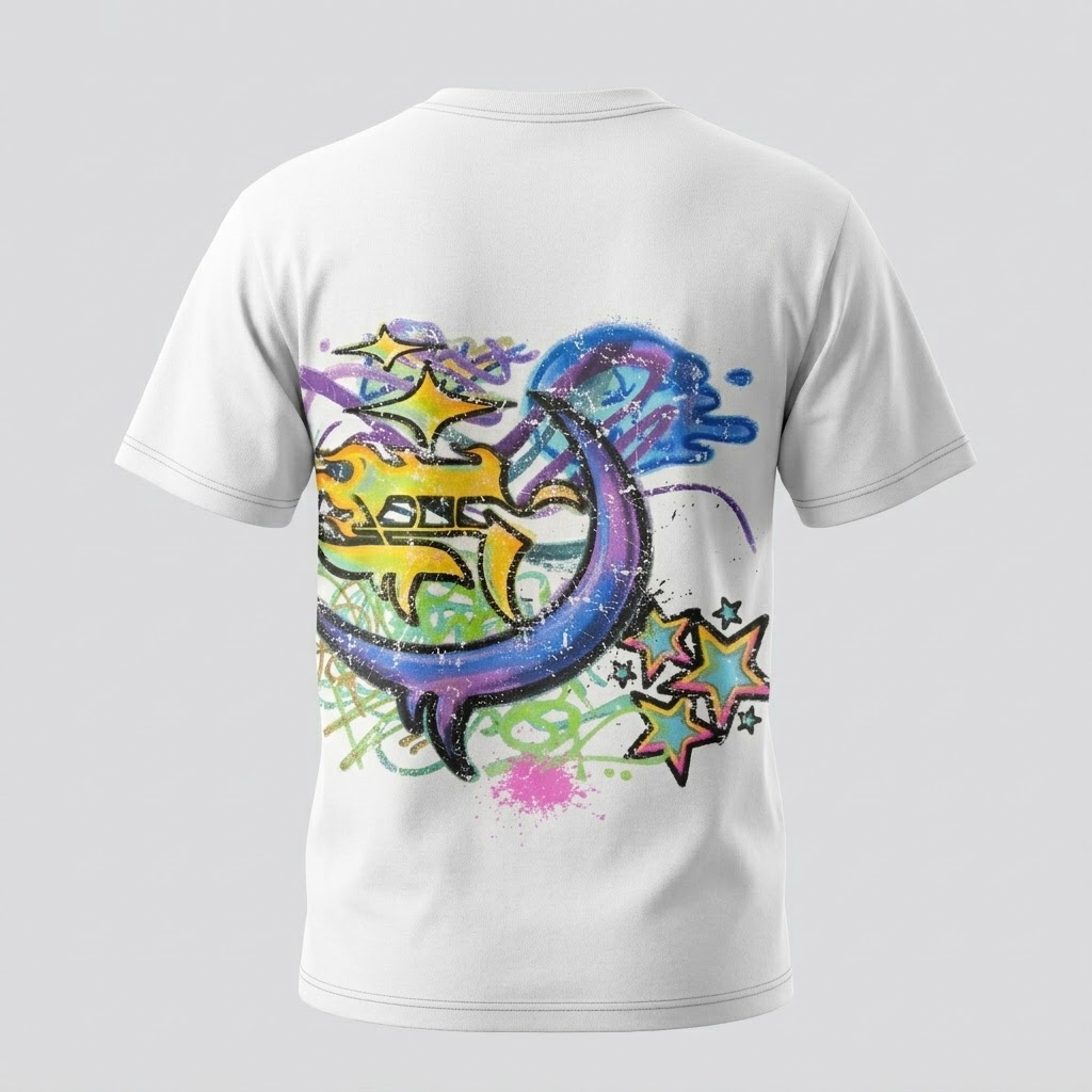 HUSTLE-White candy drip f/b ss T -shirt