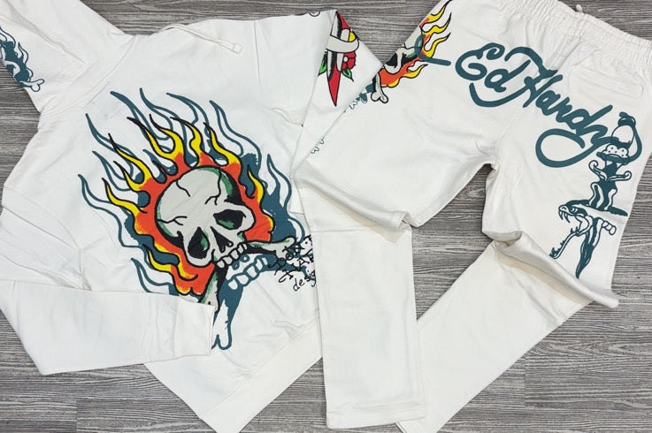 Ed Hardy- flame skull sweatsuit