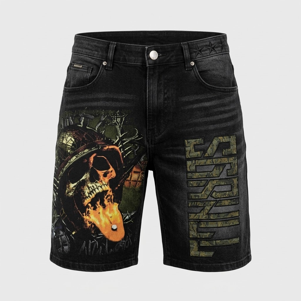 SUGARHILL-Black wash platoon jorts shorts