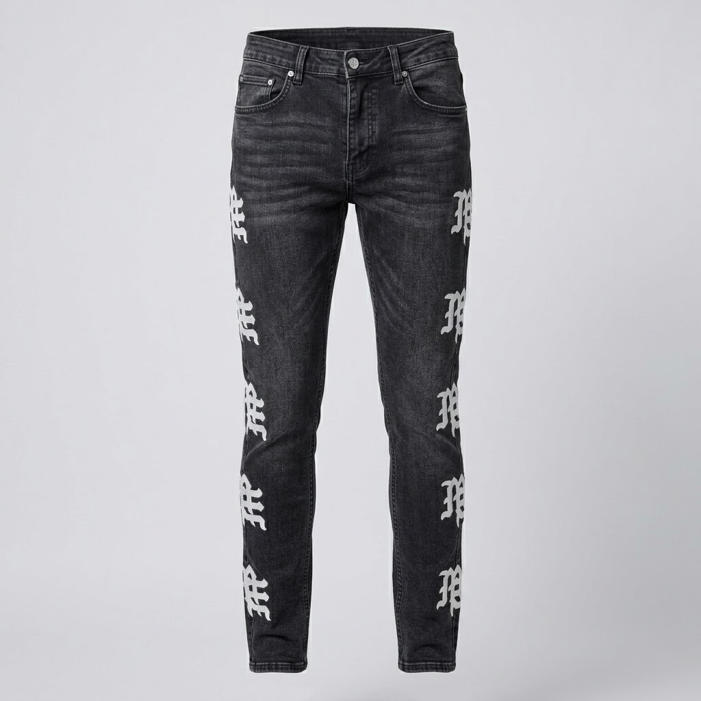 MIXED EMOTIONS-monogram denim jeans
