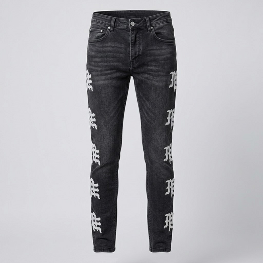 MIXED EMOTIONS-monogram denim jeans