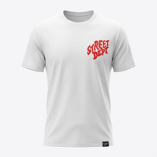 Street Dept-Red Logo White Tee