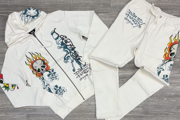 Ed Hardy- flame skull sweatsuit