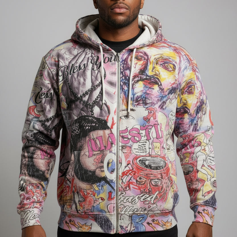 MAJESTIK-BLESSINGS ZIP UP HOODIE