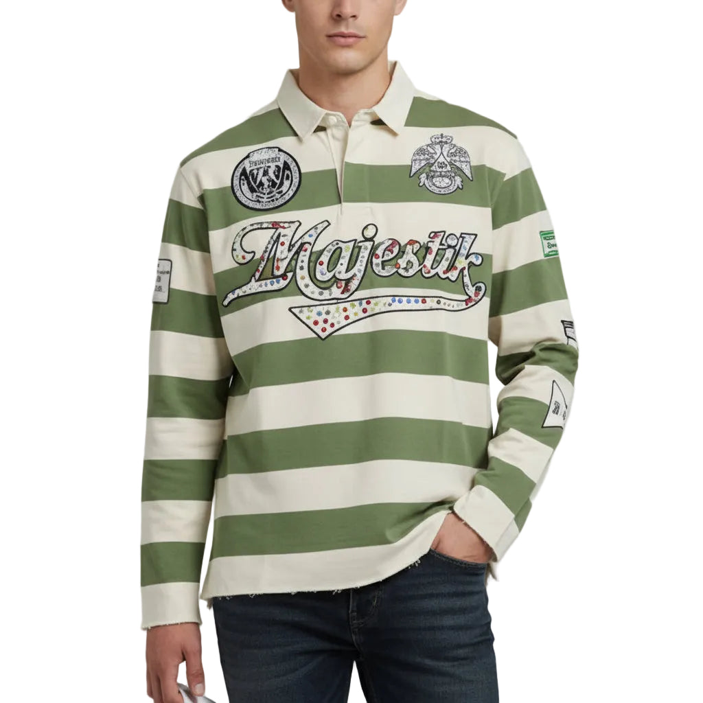 MAJESTIK-CUT & SEW STRIPPED POLO L/S