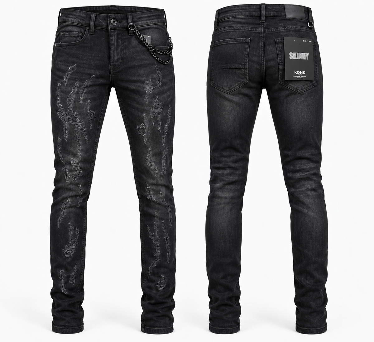 KDNK-SKINNY FIT-RIP & REPAIR JEANS