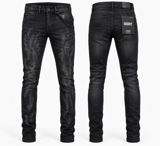 KDNK-SKINNY FIT-RIP & REPAIR JEANS