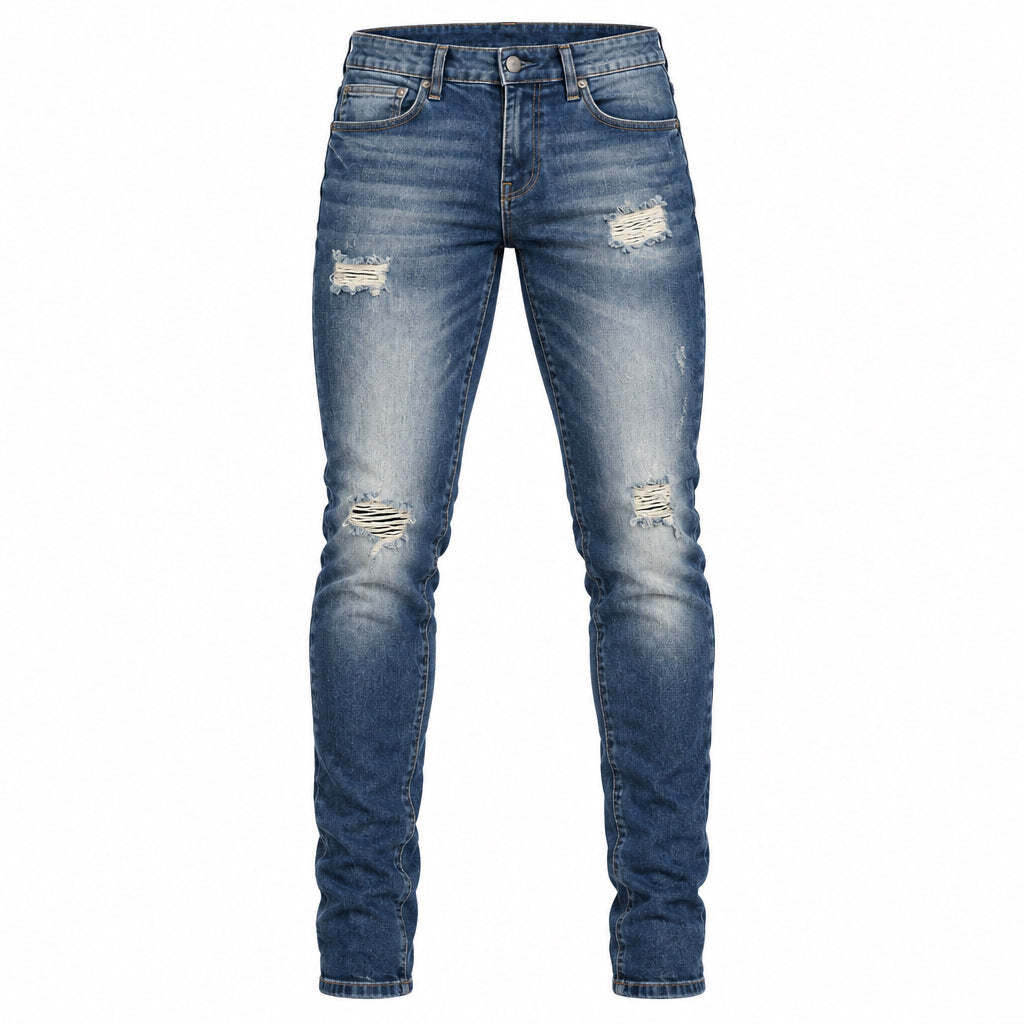 Reason- Dark Blue Distressed Skinny Jeans