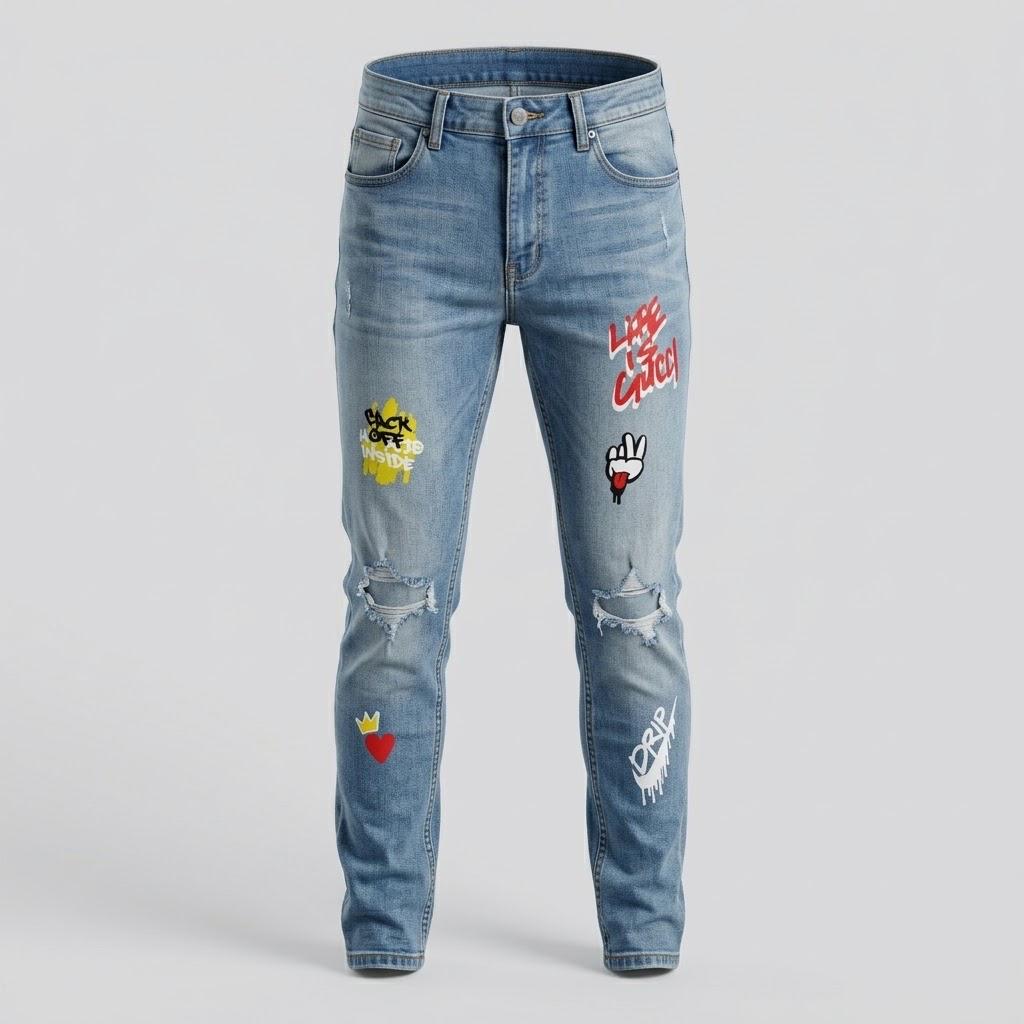 COOPER9- Graphic Jeans Mid Wash