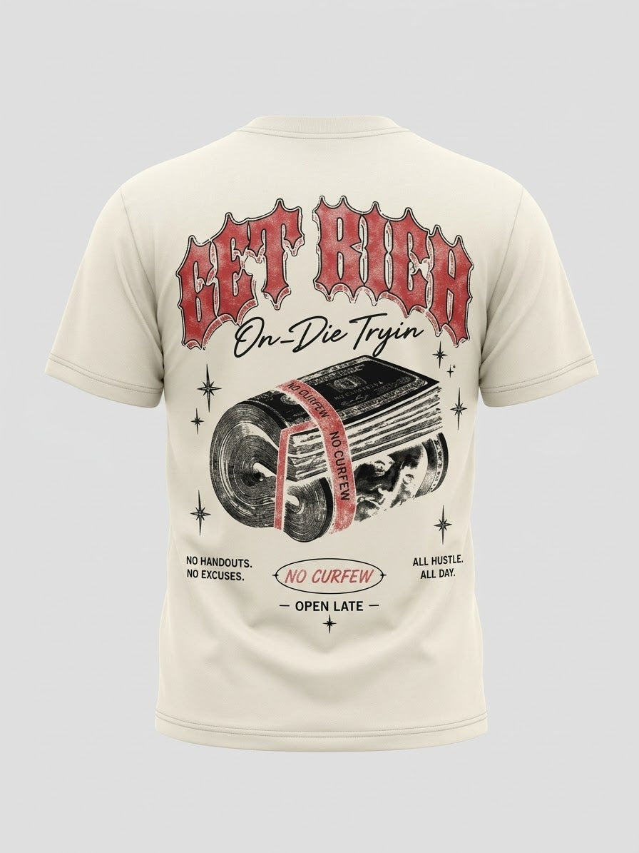 ￼ NO CURFEW-GET RICH T-SHIRT