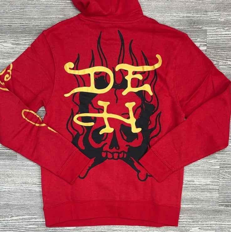 Ed Hardy- dragon pull over hoodie (red)