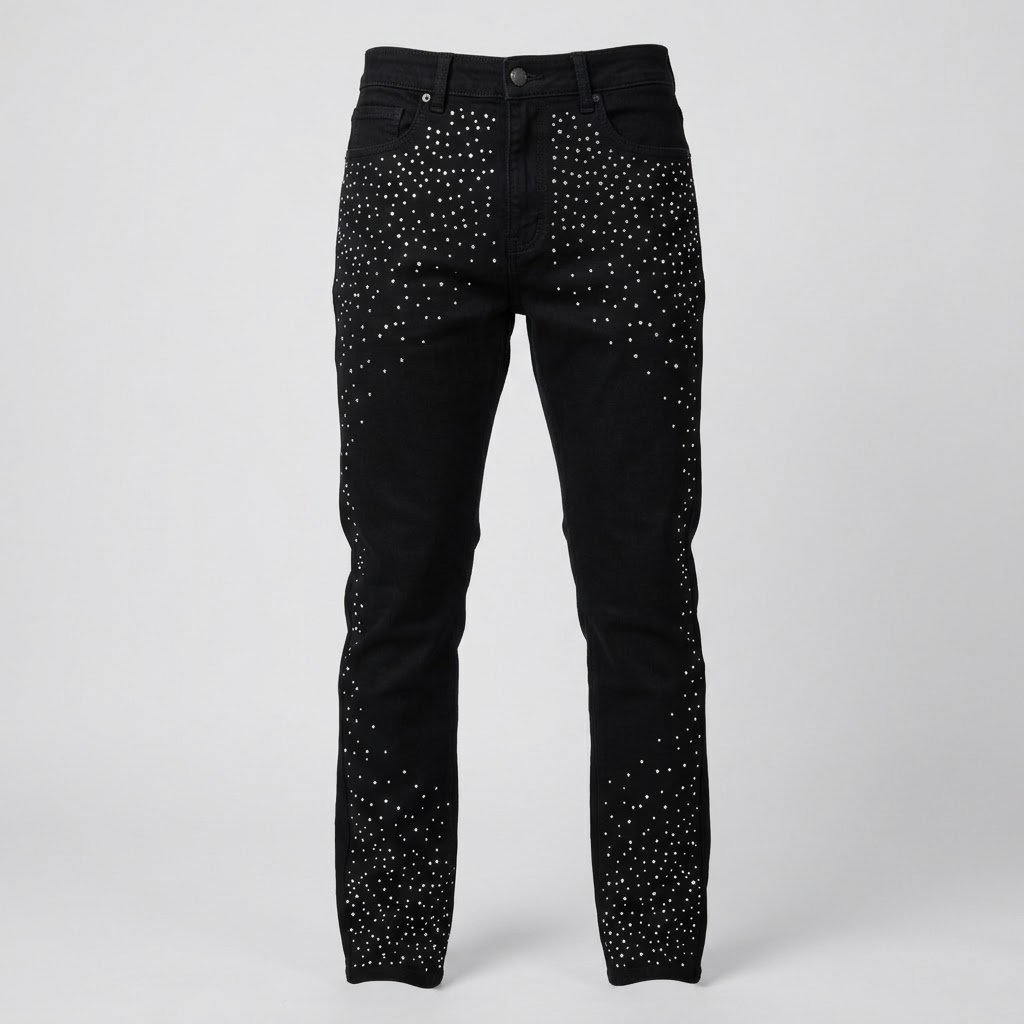 Reason-Rhinestone Encrusted Jet Black