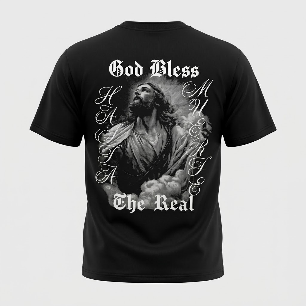 HUSTLE DAILY-black blessed loyalty f/b ss tee shirt