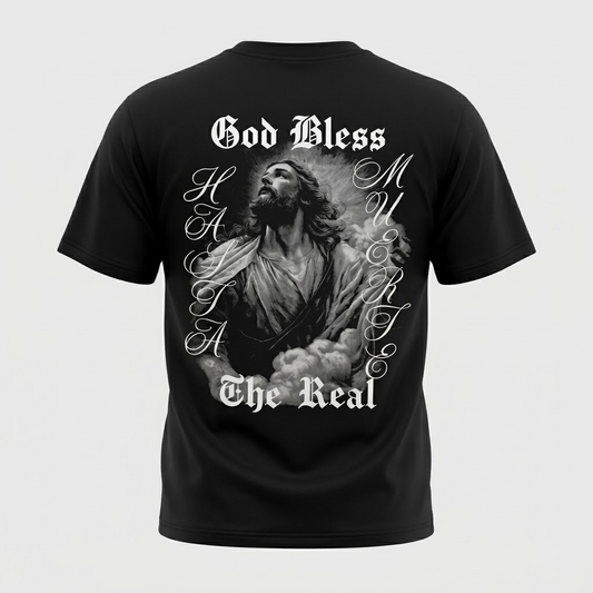 HUSTLE DAILY-black blessed loyalty f/b ss tee shirt